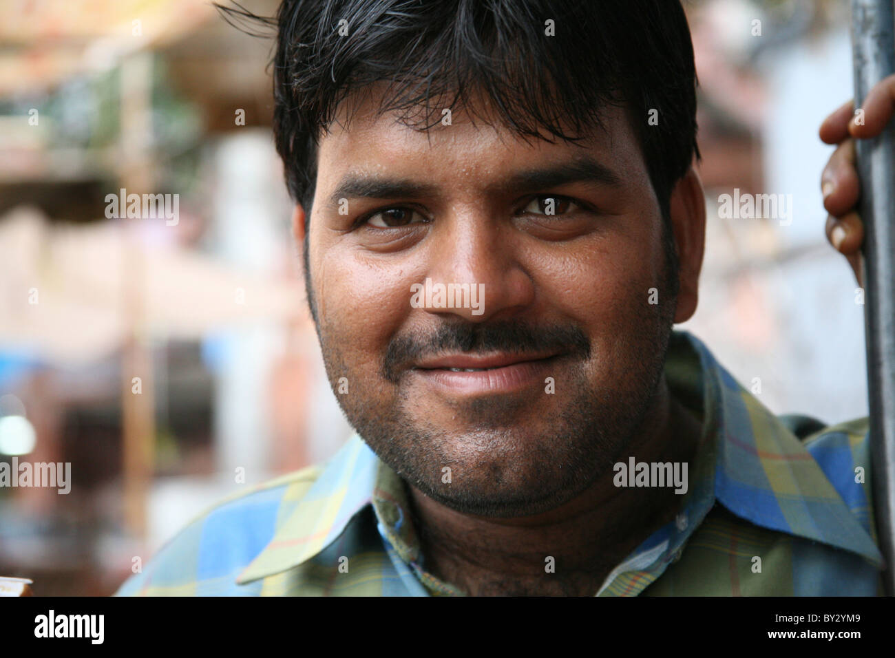 Portrait of an Indian flower seller, Jaipur, Rajasthan, India Stock Photo