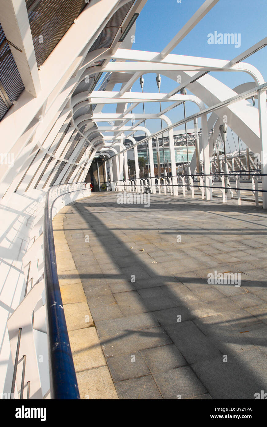 Walkway at new Wembley Stadium train station London UK Stock Photo Alamy