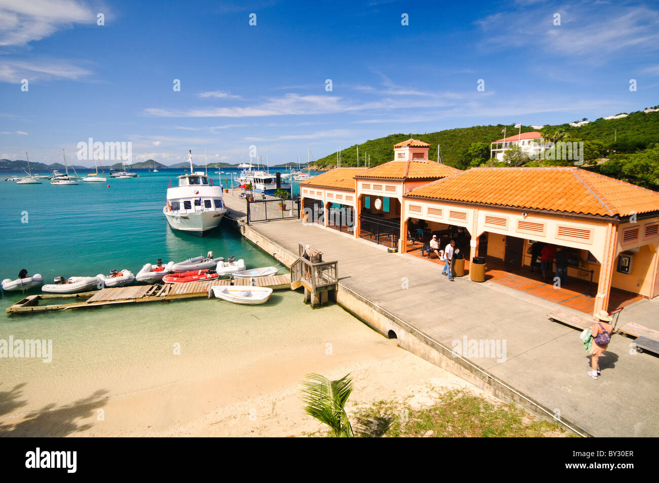 ST JOHN, US Virgin Islands Boats on the dock at the Cruz Bay ferry
