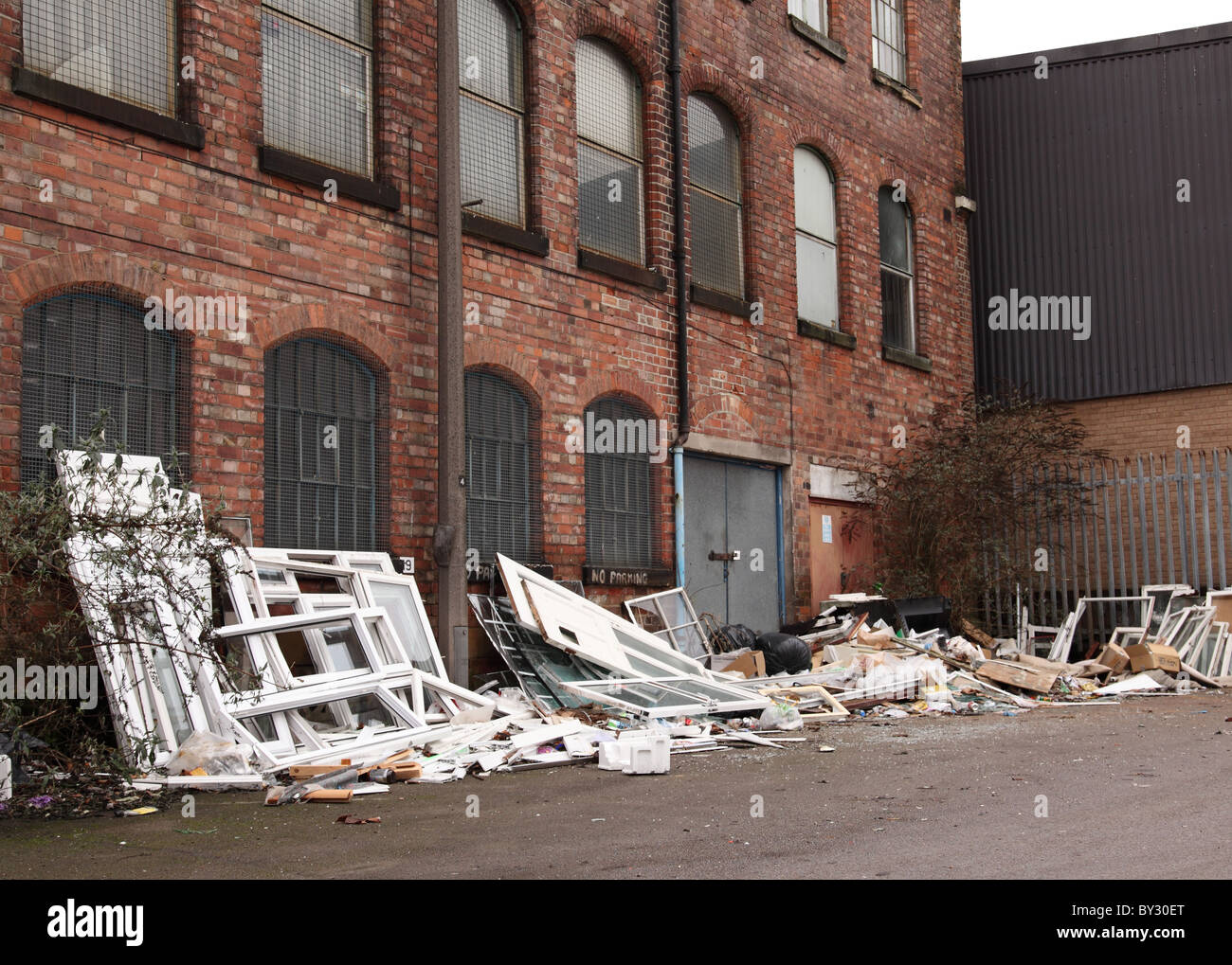 Fly tipping in a U.K. city. Stock Photo