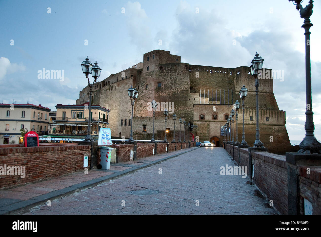 Low light shot of Castel dell'Ovo early dusk Stock Photo