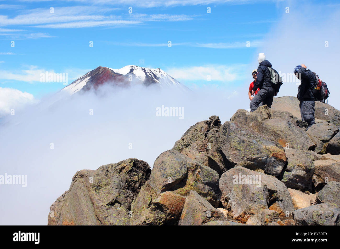 Mt Ngauruhoe (Mount Doom) seen from the summit of mt Tongariro Stock Photo