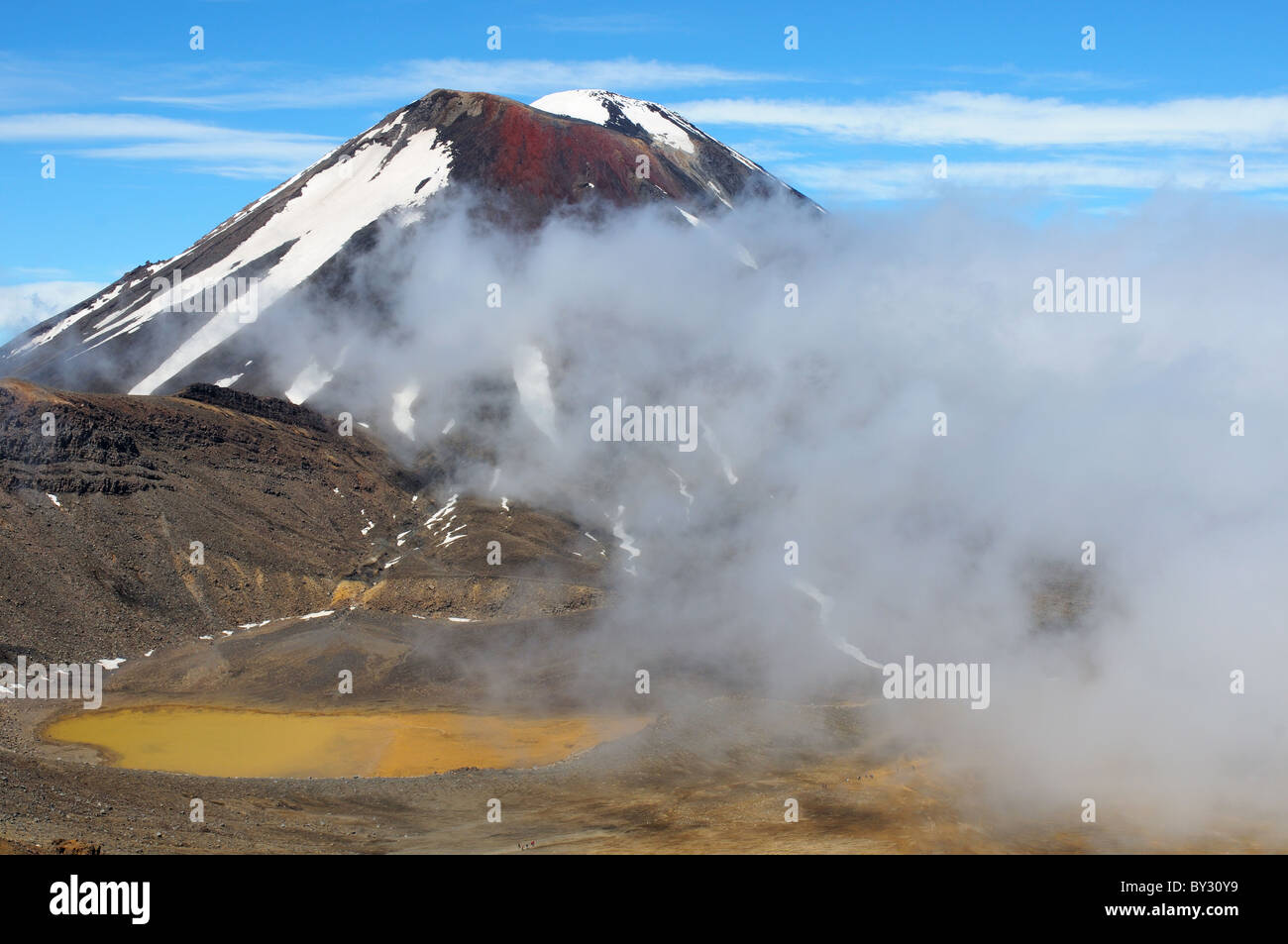 Mt Ngauruhoe (Mount Doom) seen from the summit of mt Tongariro Stock Photo