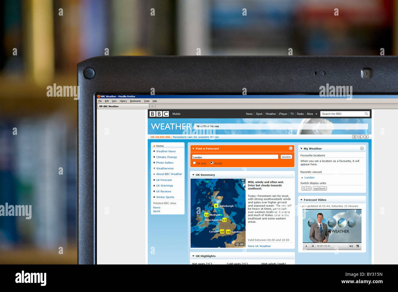 Weather on the BBC website, UK Stock Photo Alamy