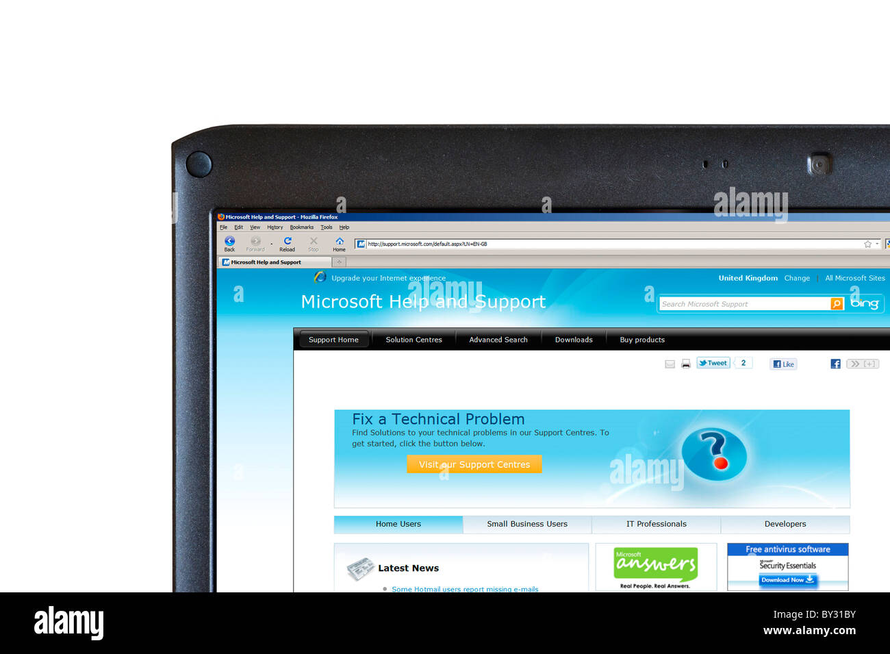 Using The Microsoft Help And Support Centre On A Laptop Computer.