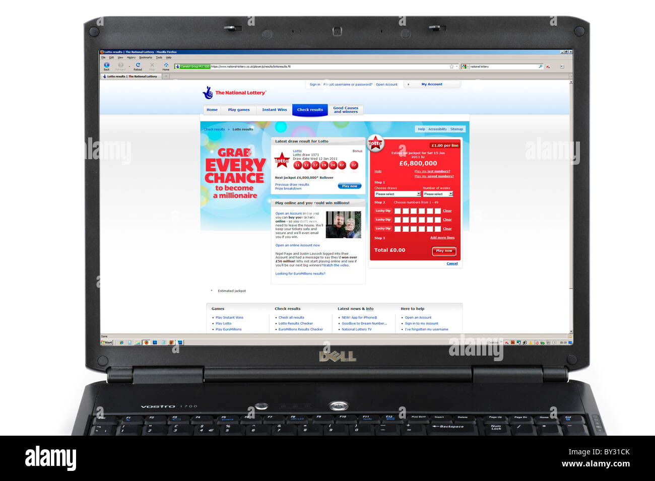 Buying a ticket online on the UK National Lottery site, UK Stock Photo