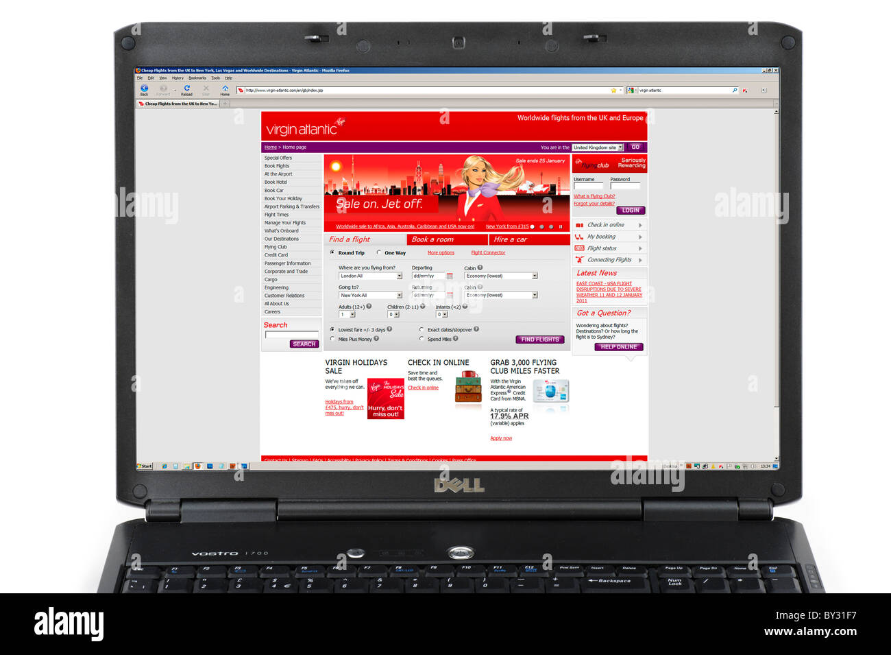 Booking a flight via the Virgin Atlantic Airways site on a Laptop Computer, UK Stock Photo