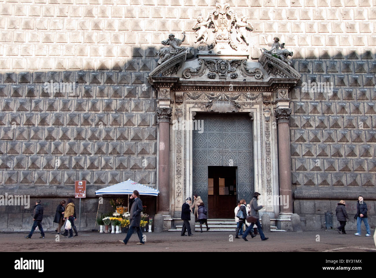 Facade of the Church of Gesù Nuovo, Naples Italy Stock Photo