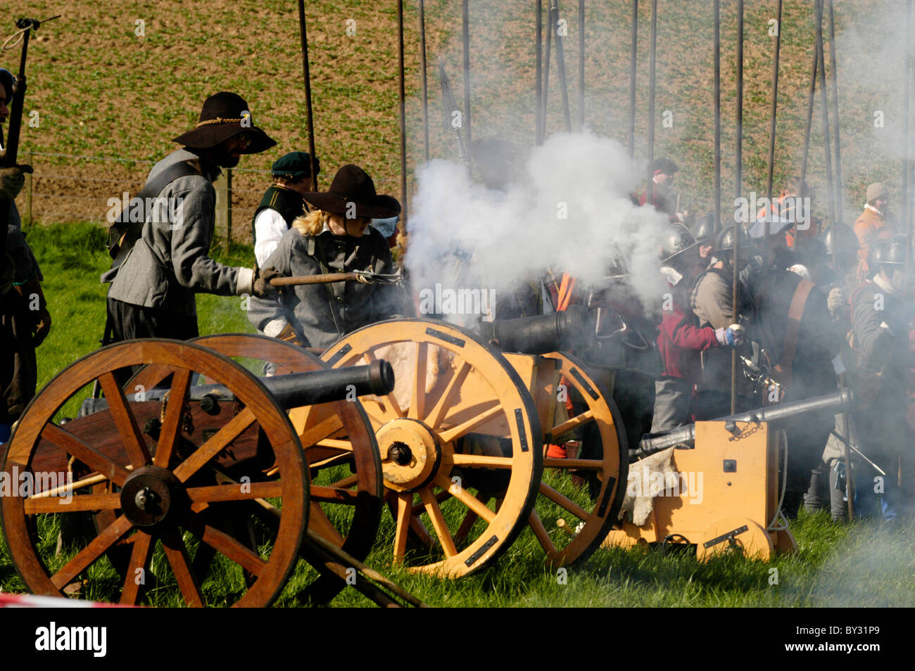 English Civil War re-enactment group Stock Photo