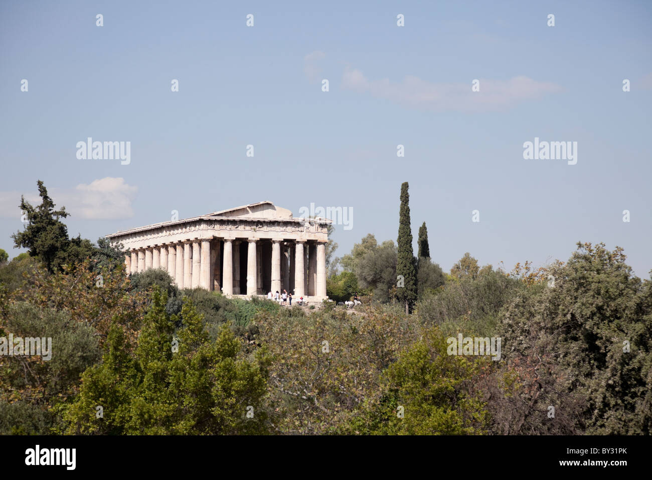 The Temple of Hephaisteion in the distance. Stock Photo