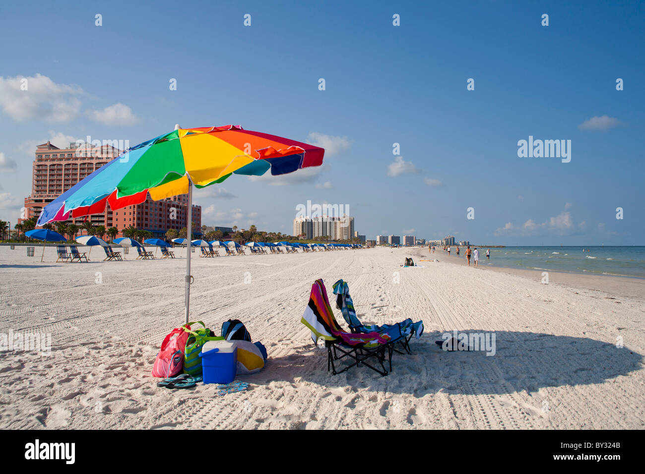 Beach Umbrella at Clearwater Beach, FL Stock Photo