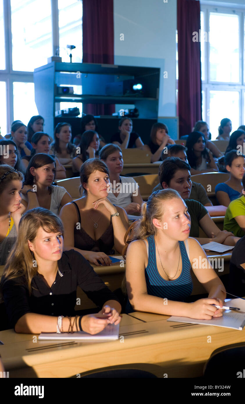 Students during a lecture Stock Photo
