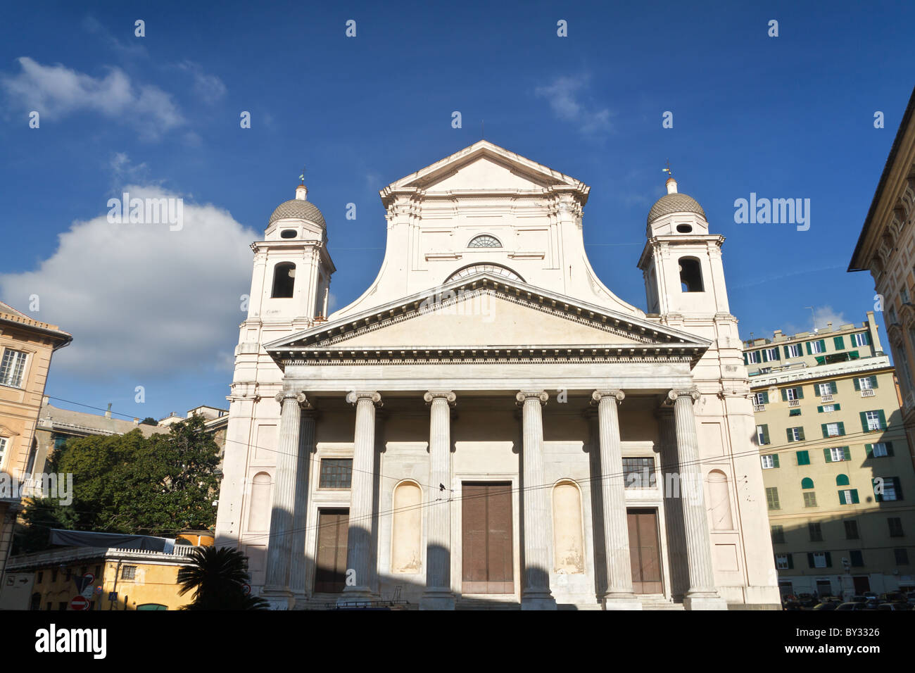 Annunziata basilica in Nunziata square, Genoa, Italy Stock Photo
