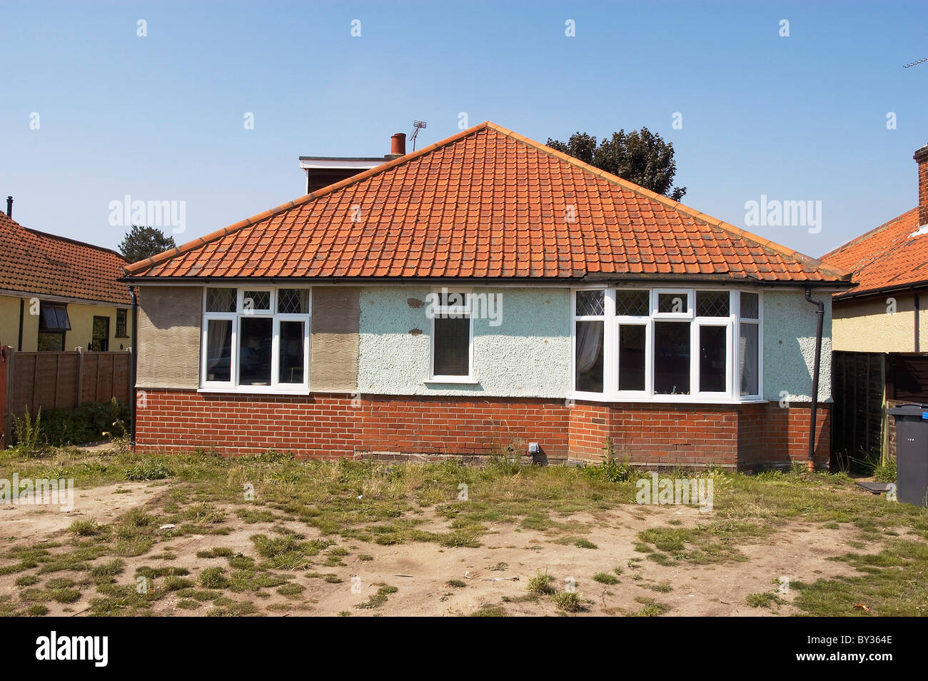Front facade of a 1960's semi-detached bungalow Stock Photo - Alamy