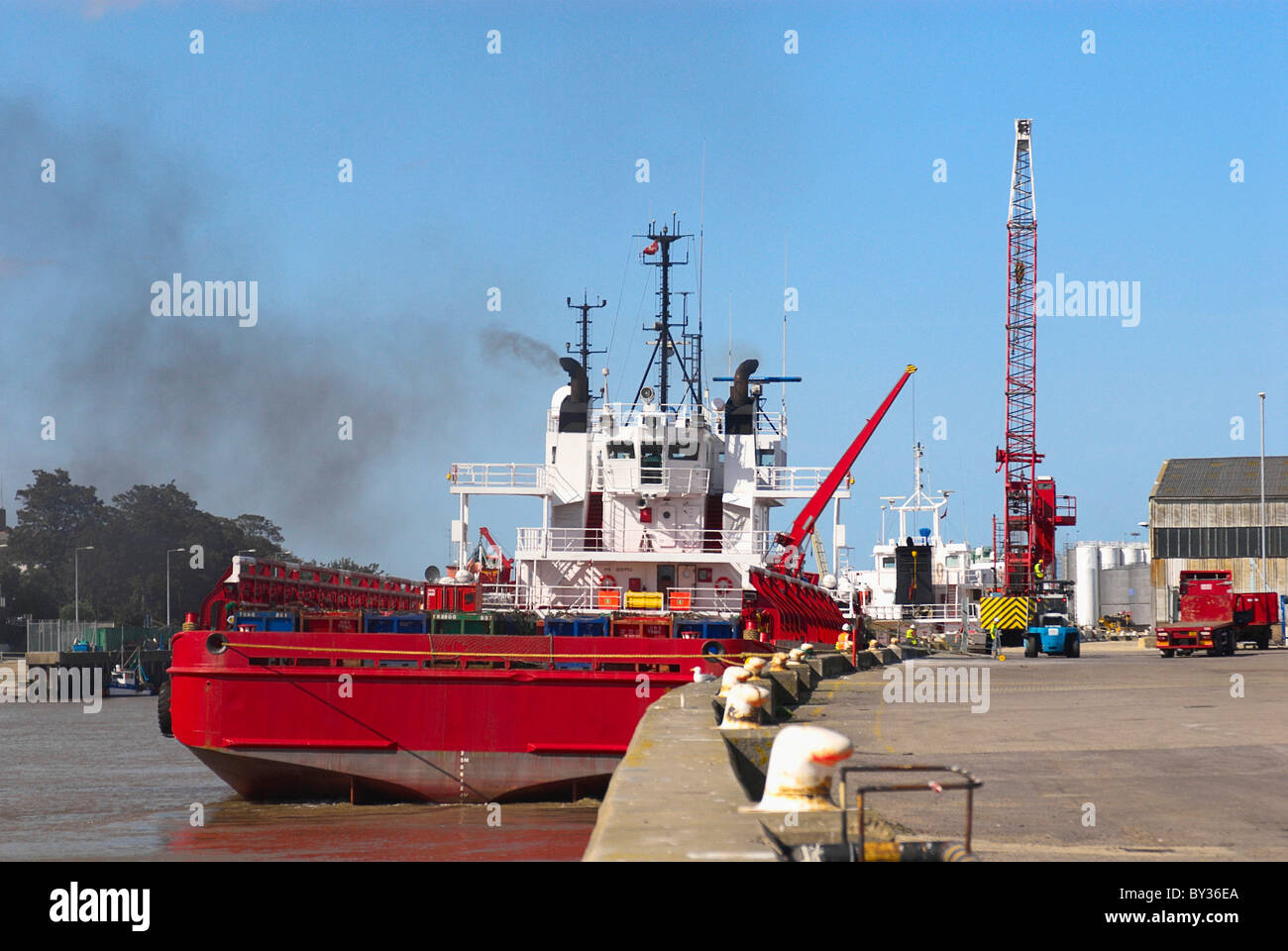 Container Vessel At Great Yarmouth Docks United Kingdom Stock Photo - Alamy