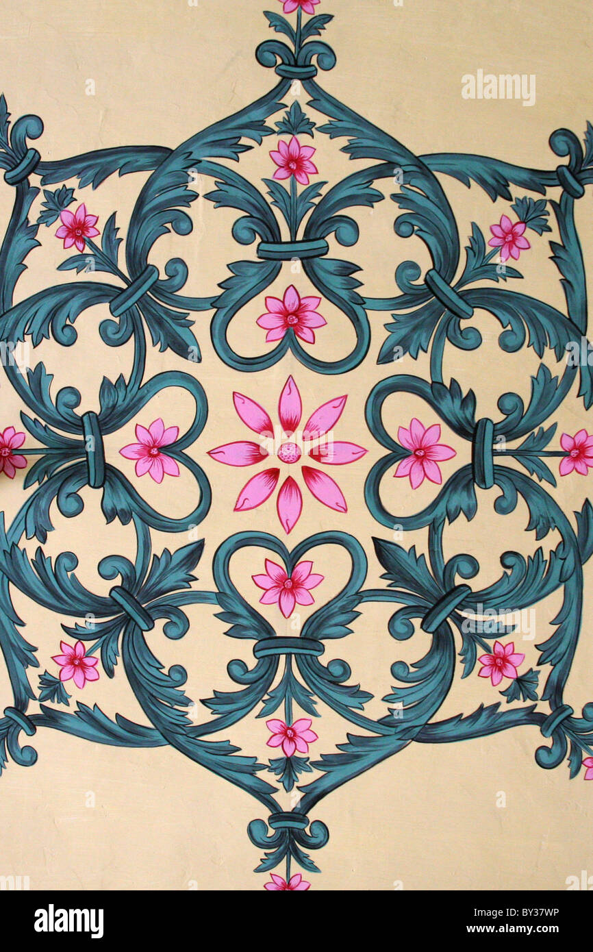 Flower design in Surya Chopar in the City Palace Udaipur Rajasthan Stock Photo