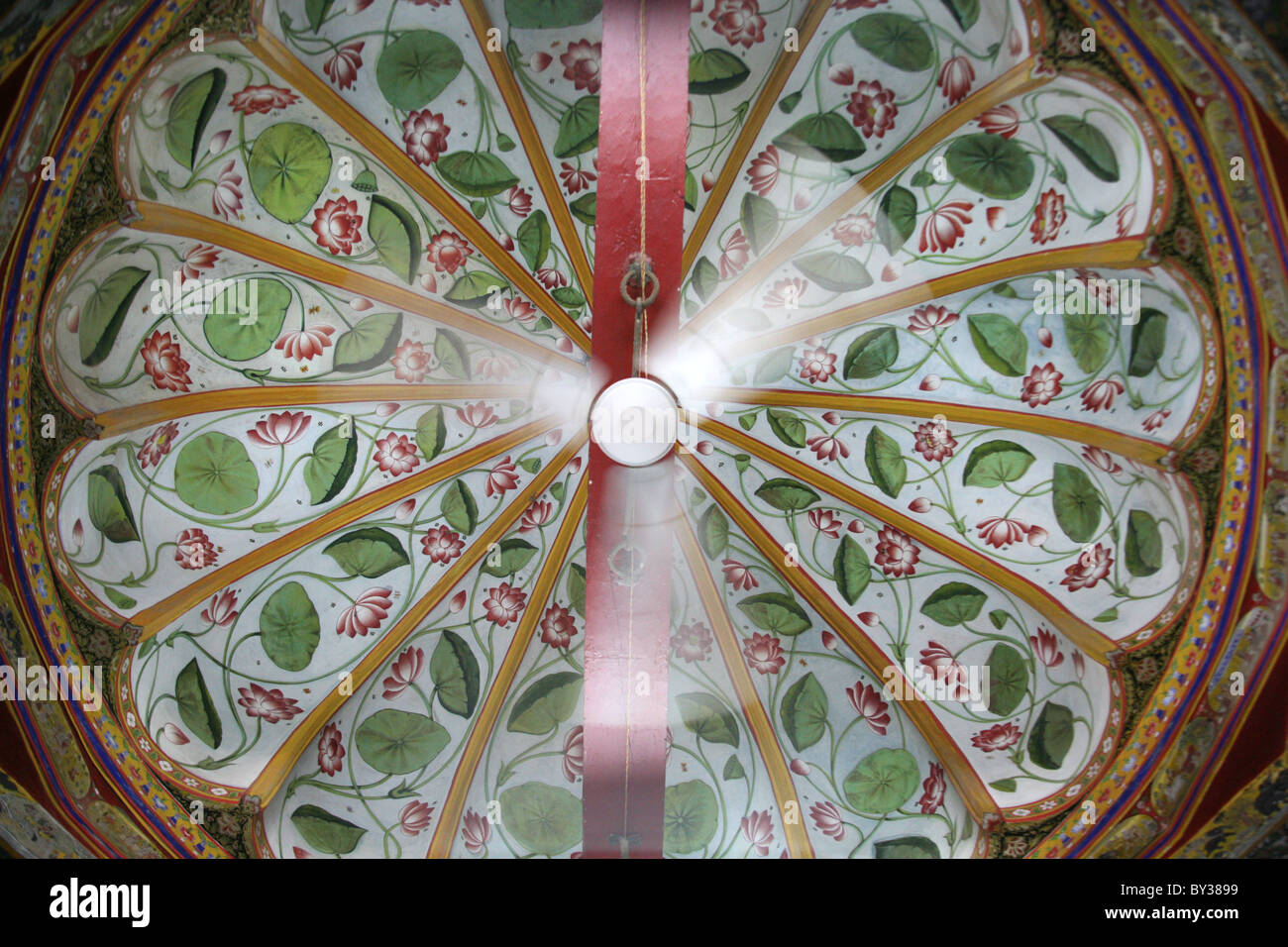 Lily flower design ceiling fan City Palace, Udaipur, Rajasthan Stock Photo