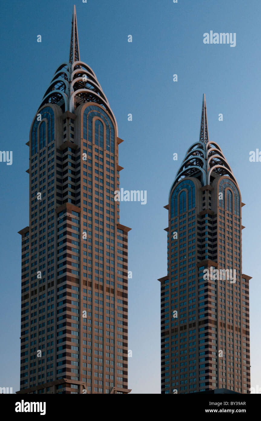 Al Kazim Towers also known as Business Central Twin Towers, Dubai Stock Photo