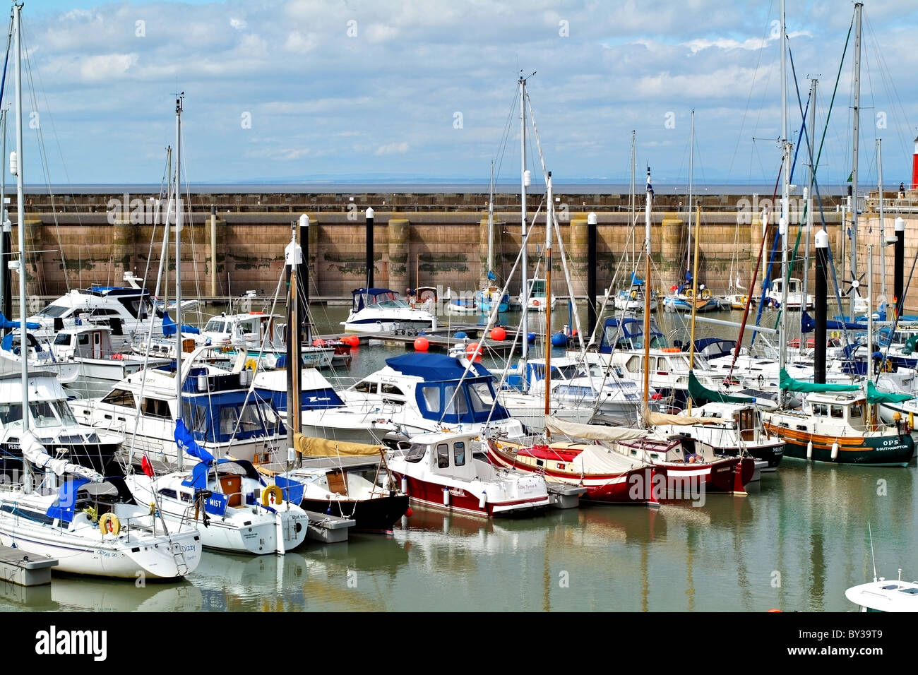 sailing boats in watchet harbour Stock Photo
