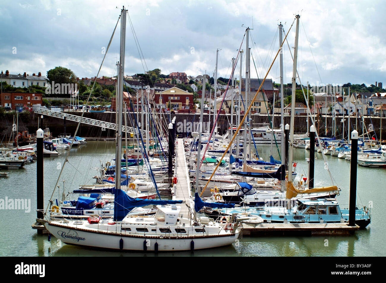 sailing boats in watchet harbour Stock Photo