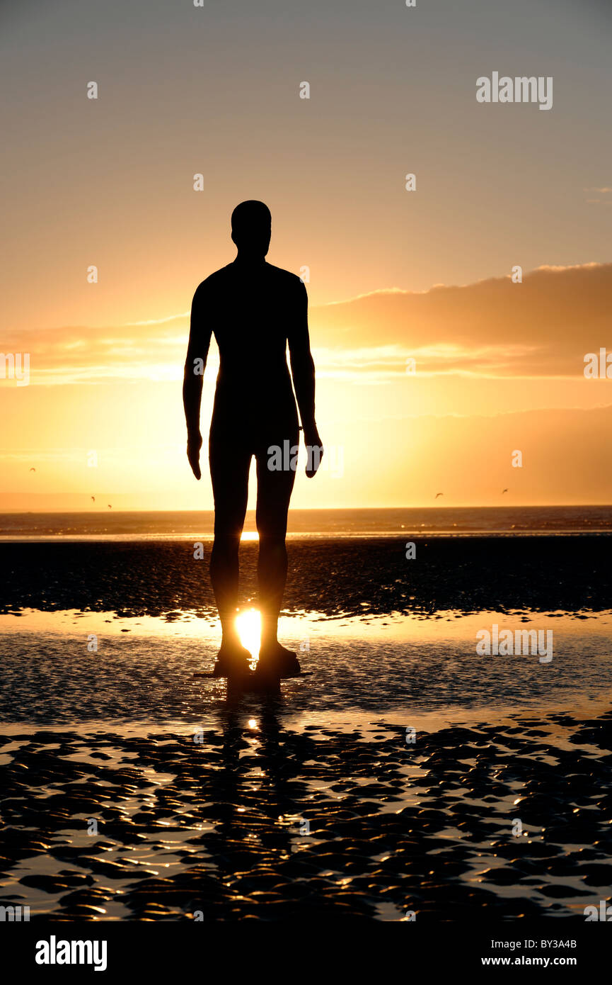 Antony Gormley statues on Crosby beach Stock Photo