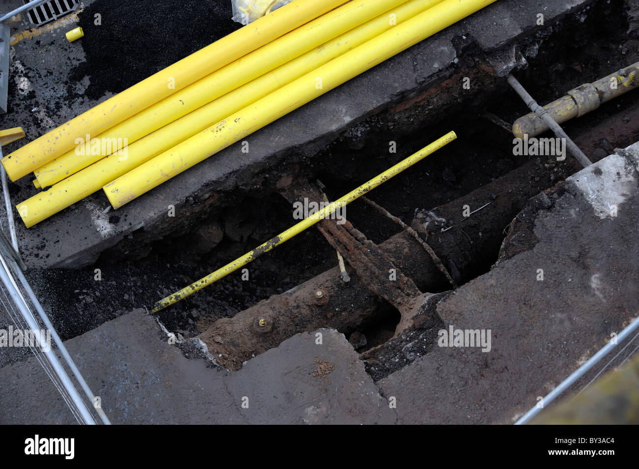 Gas main repair and replacement Stock Photo