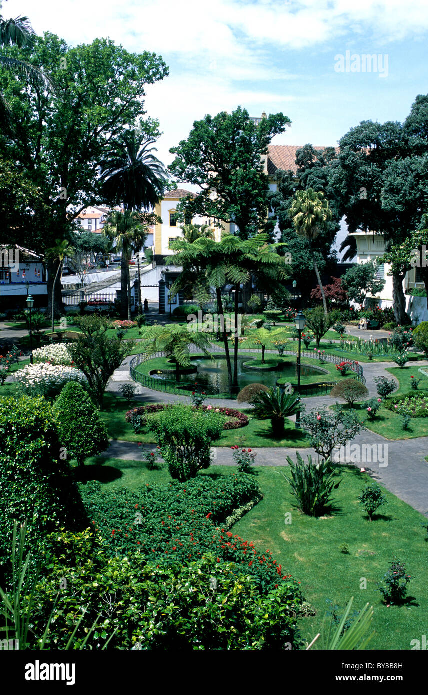 Jardim Municipal (municipal gardens) in Angra do Heroísmo on the island of Terceira, in the Azores archipelago Stock Photo