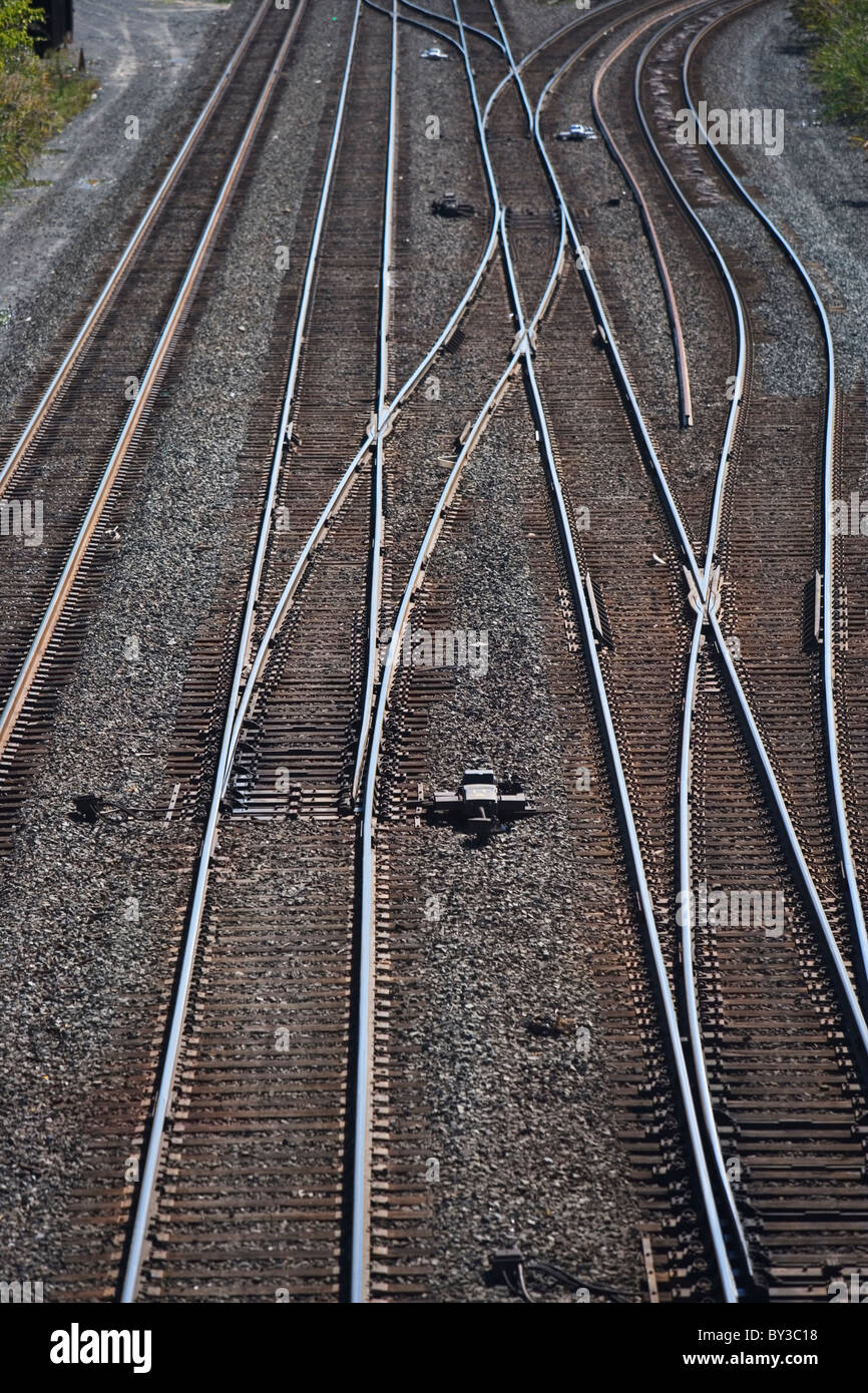 USA, New York, Long Island, railroad tracks Stock Photo Alamy