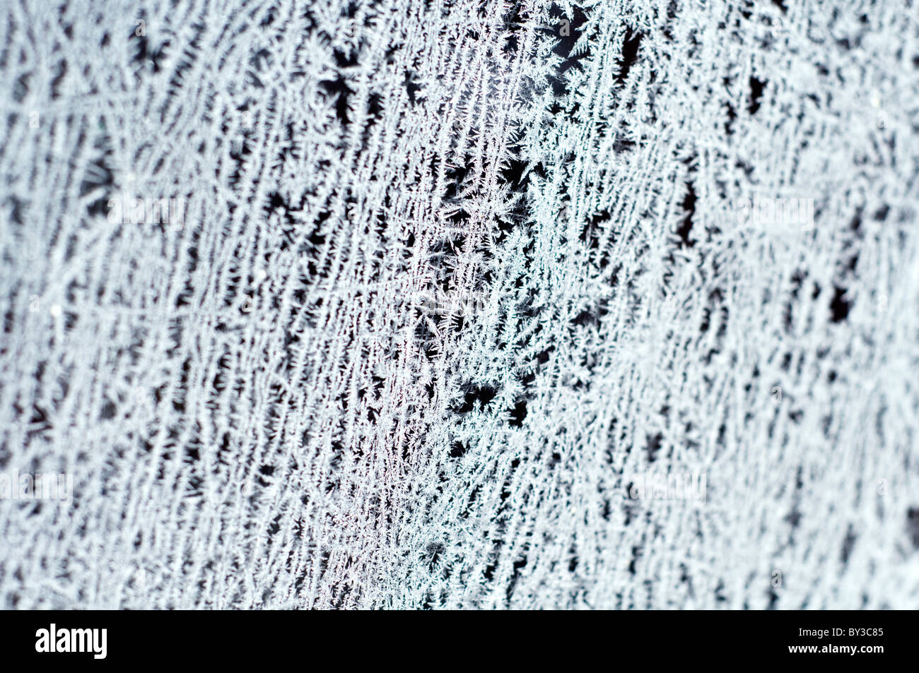 Close up of ice crystals on a window Stock Photo