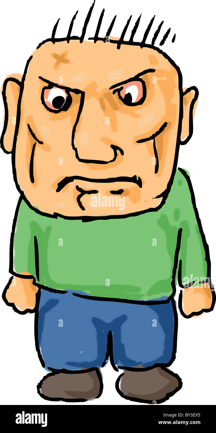 Angry scary ugly little cartoon comic man illustration Stock Photo - Alamy