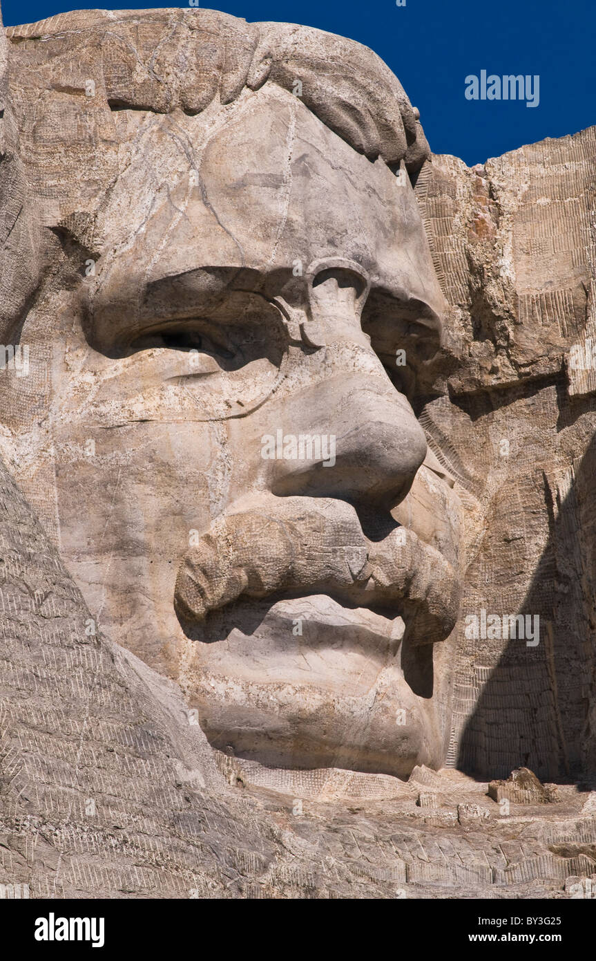 USA, South Dakota, Theodore Roosevelt on Mt Rushmore National Monument Stock Photo
