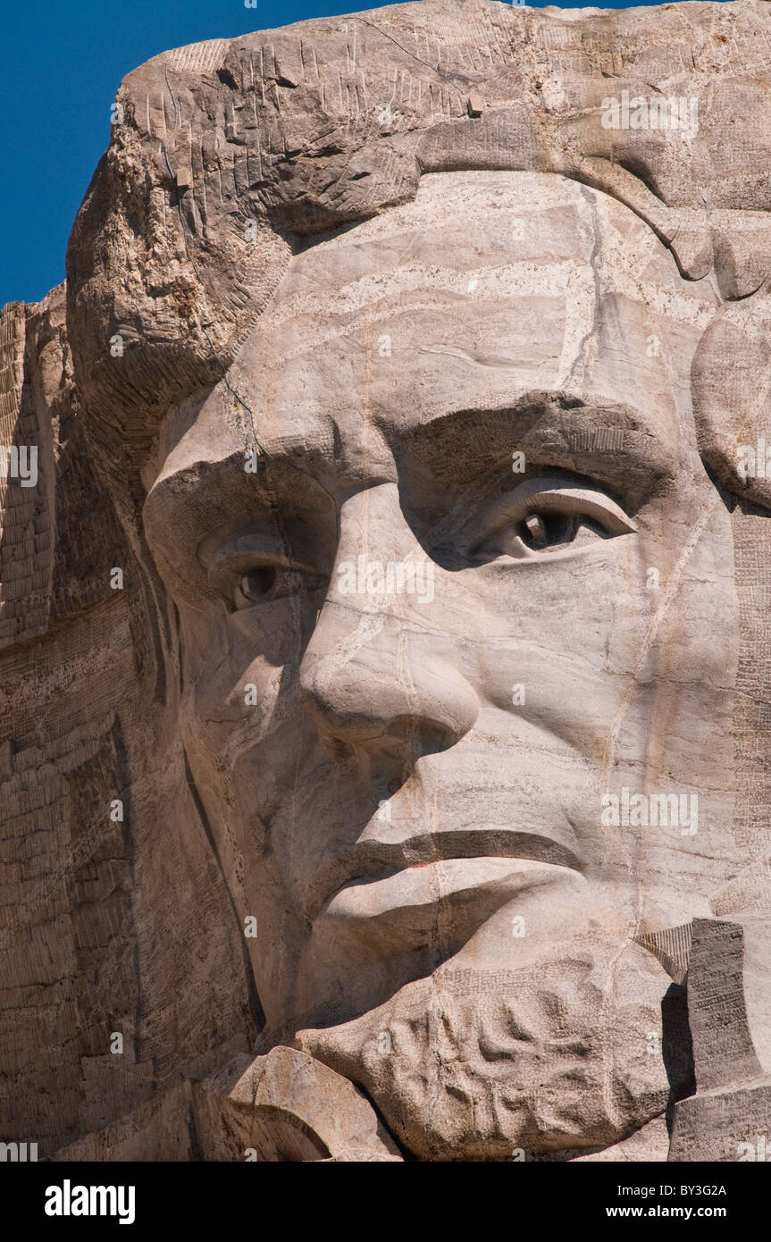 USA, South Dakota, Abraham Lincoln on Mt Rushmore National Monument Stock Photo