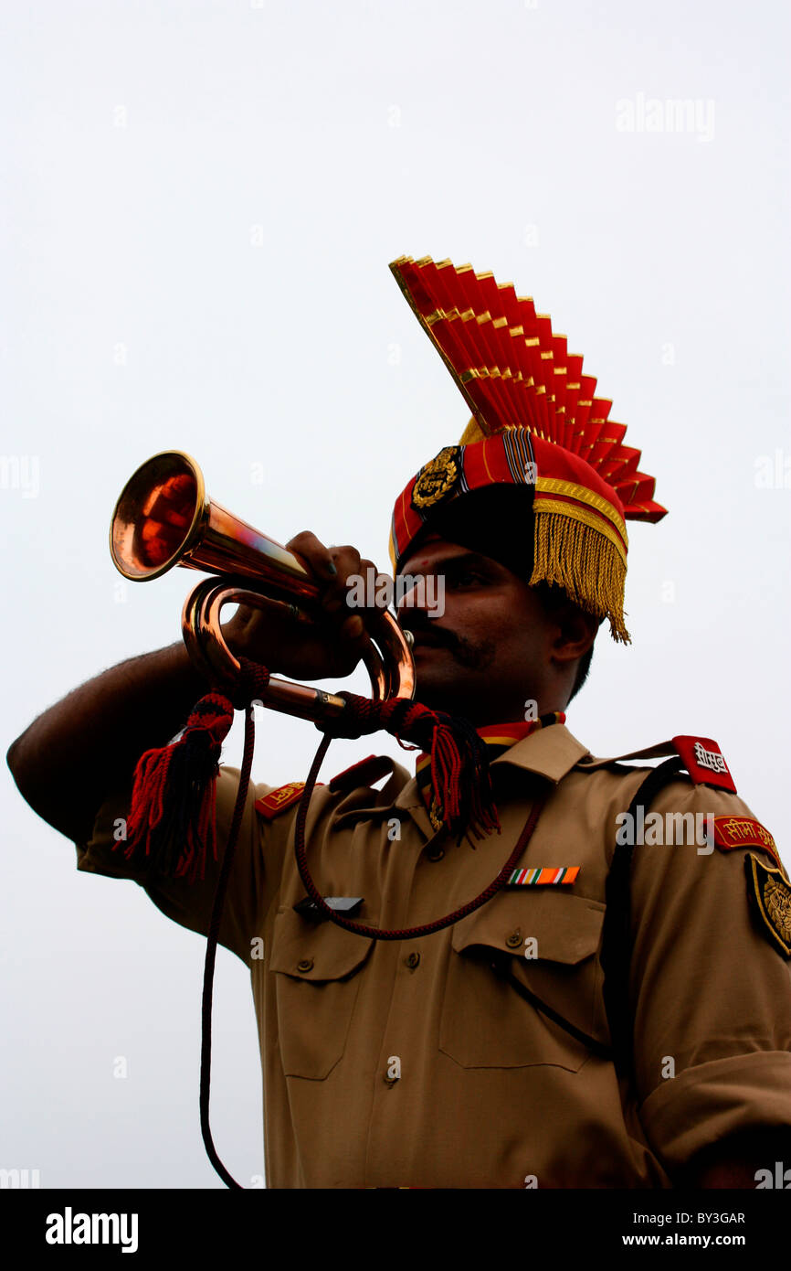 A Bugler Of Border Security Force Stock Photo Alamy