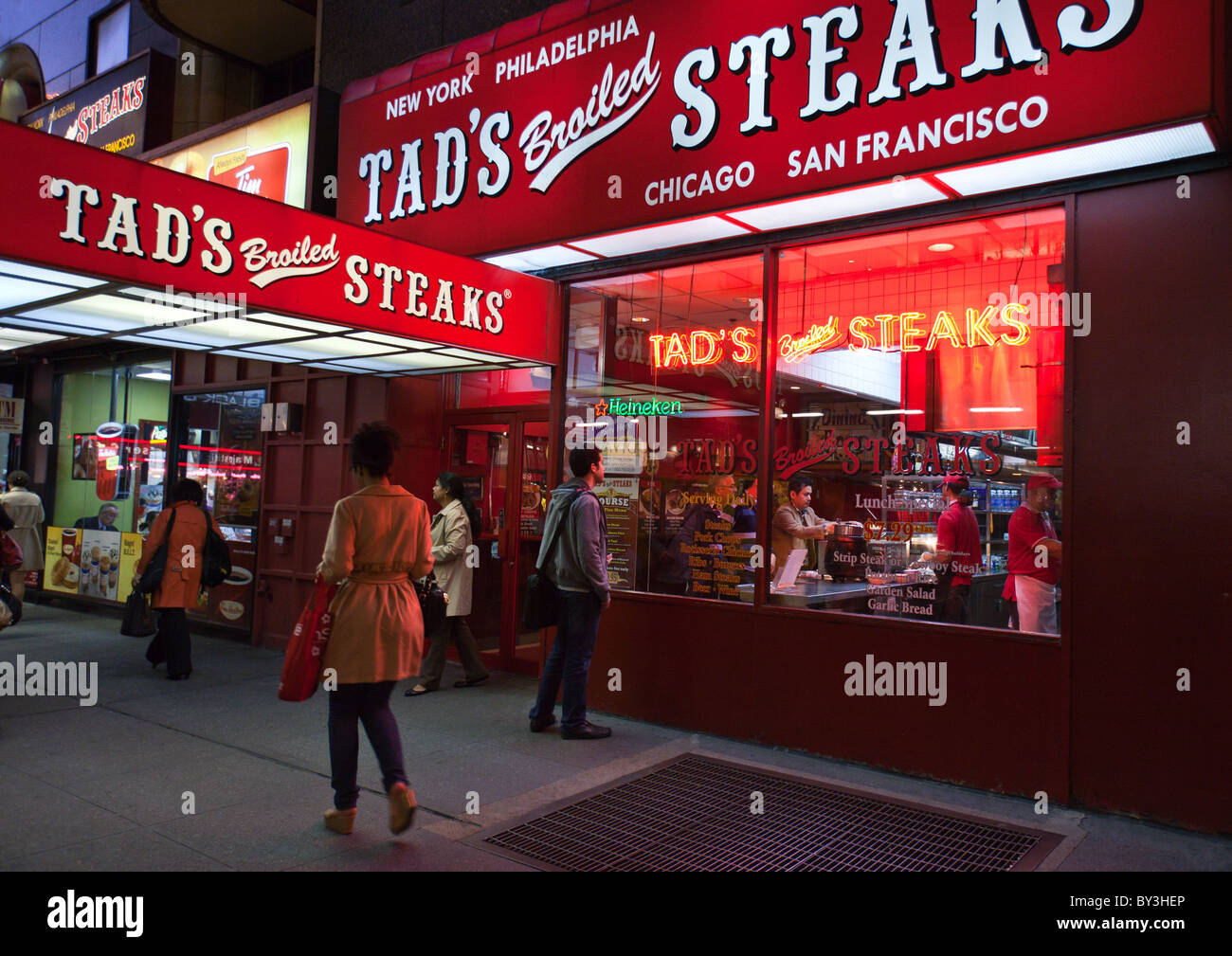 U.S.A., New York, Manhattan, a steak house near Rockefeller Center