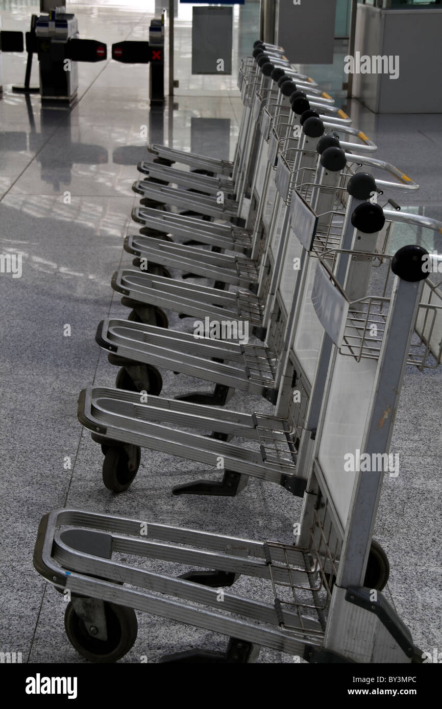 Row of luggage carts in the Beijing airport Stock Photo Alamy