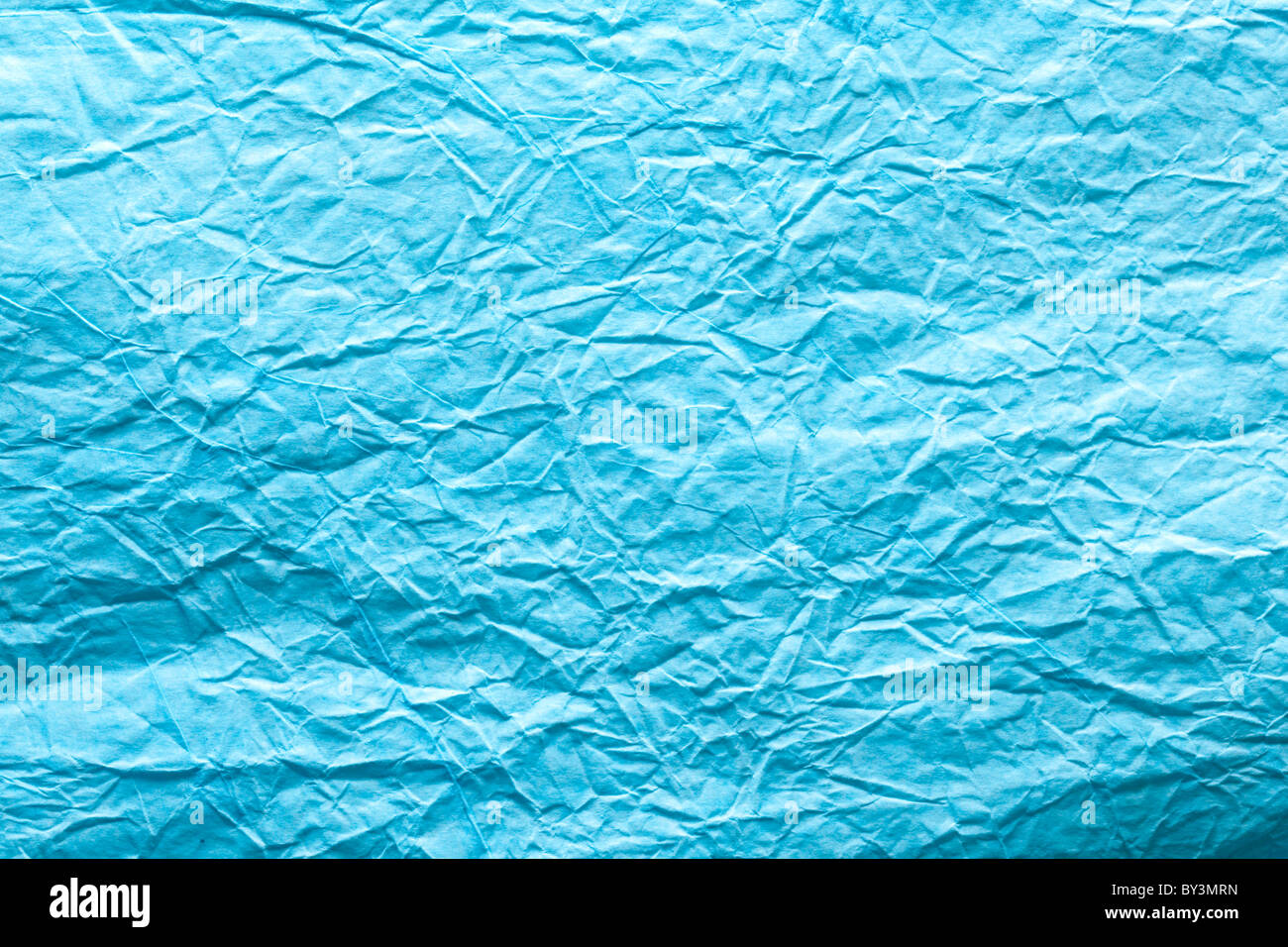 Image texture of crumpled blue paper. Stock Photo