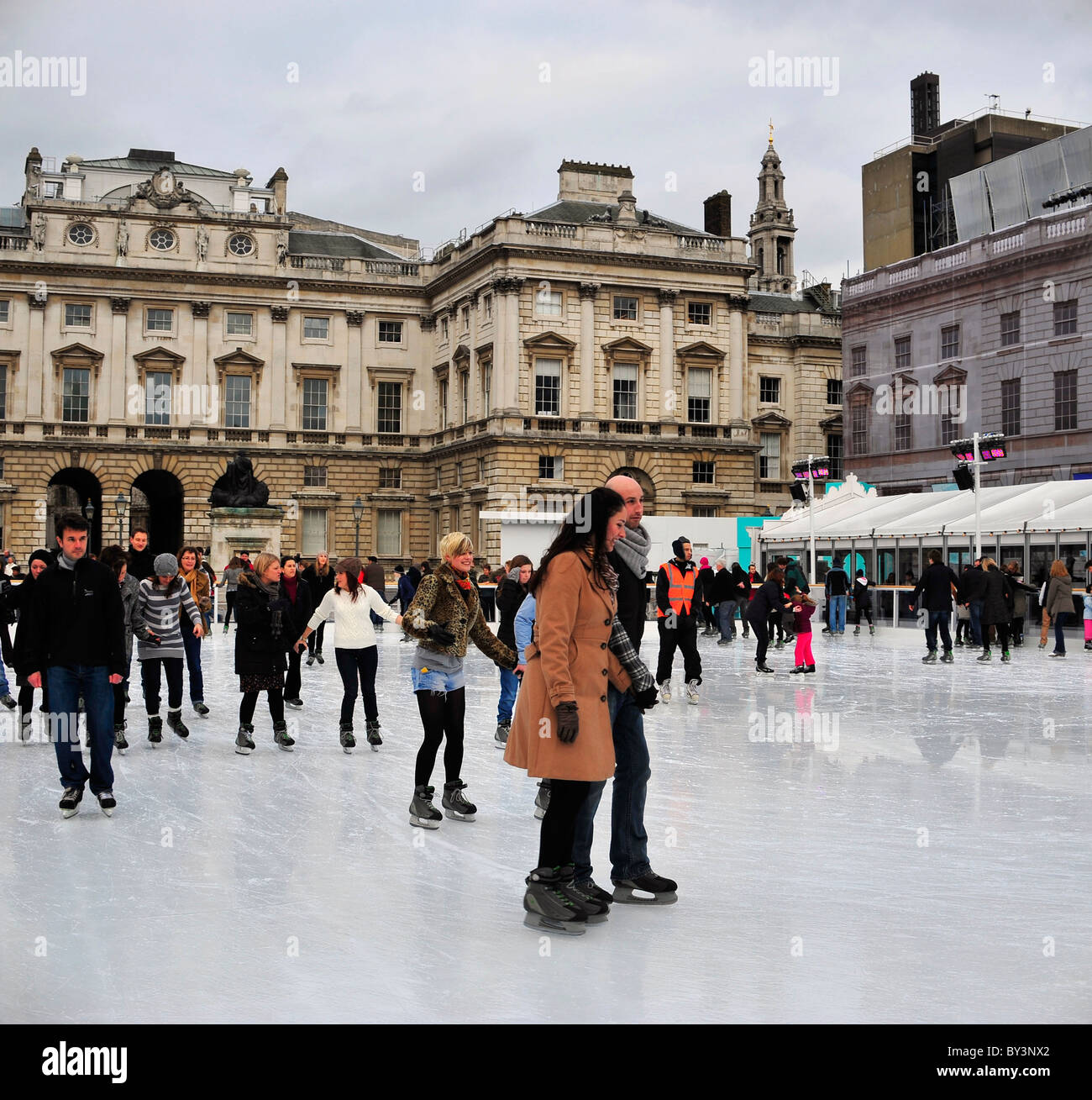 Ice Skating at Somerset House, London Stock Photo Alamy