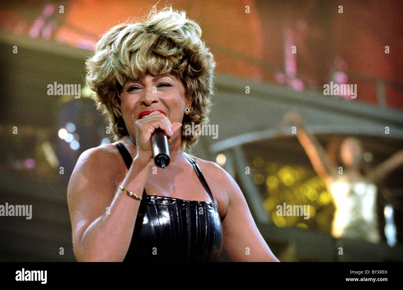 Tina Turner performing at the Millennium Stadium, Cardiff. Stock Photo