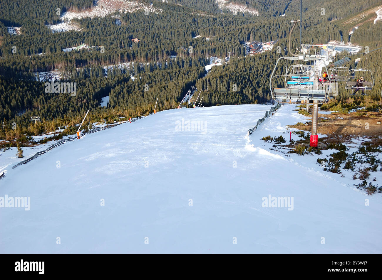 Ski slope and cable lift, Jasna, Slovakia Stock Photo