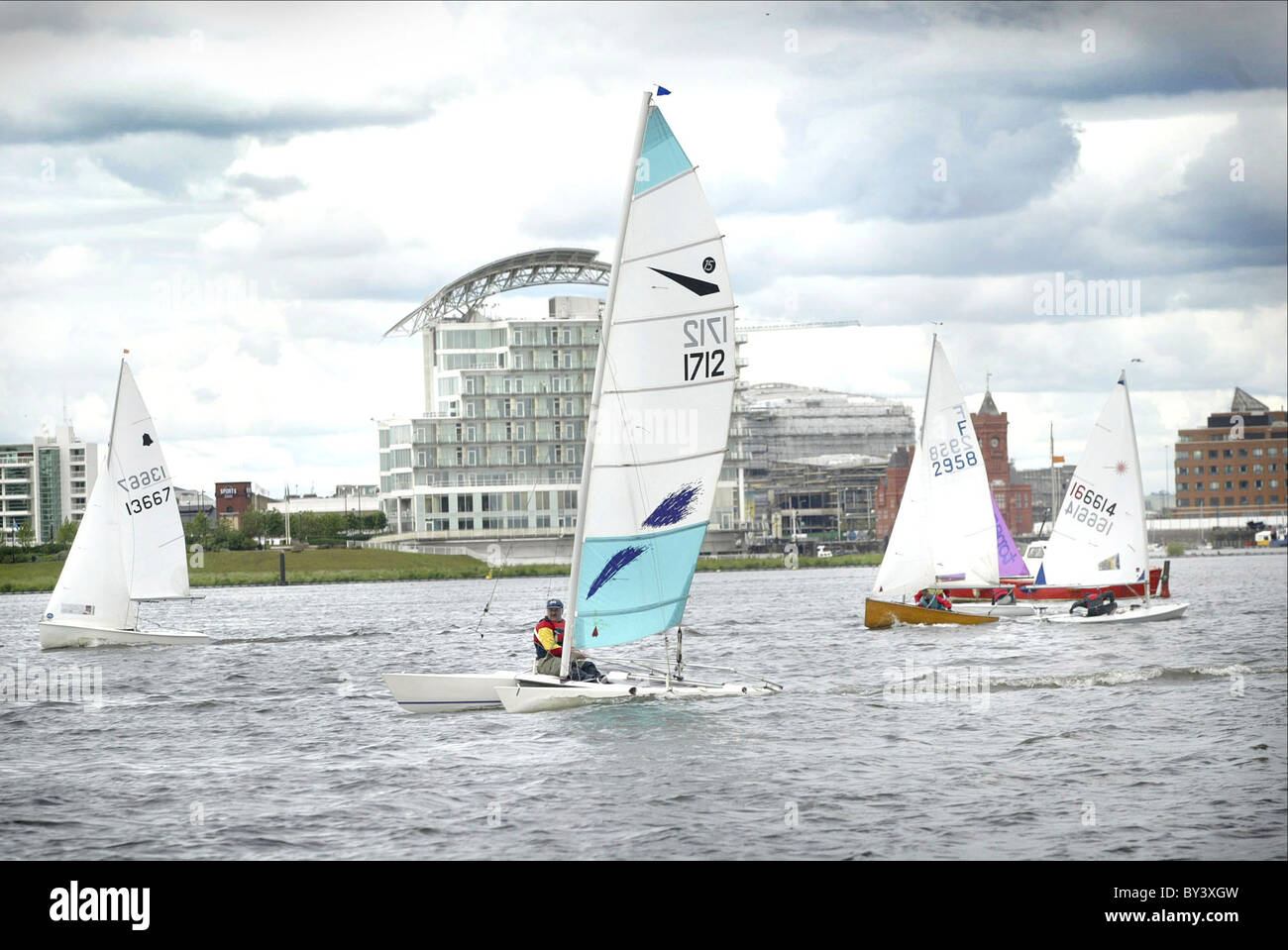 Sailing Boats in Cardiff Bay Stock Photo Alamy