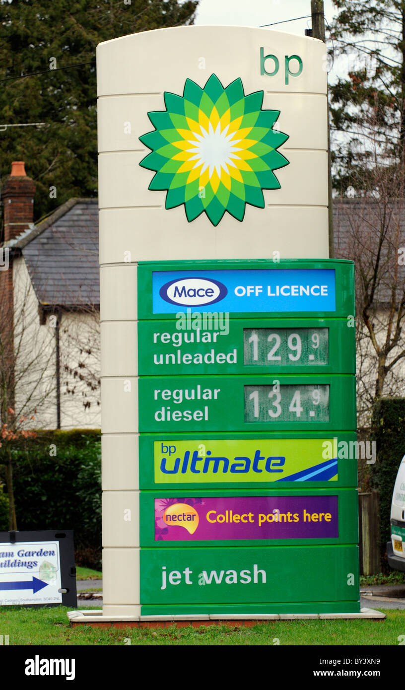 Road fuel prices on display at a BP filling station in Cadnam Stock Photo 33892917 Alamy