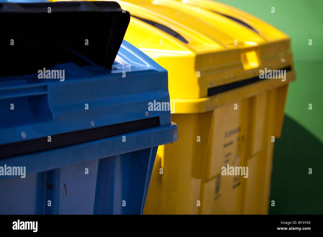 Blue yellow green recycling bins hi-res stock photography and images ...