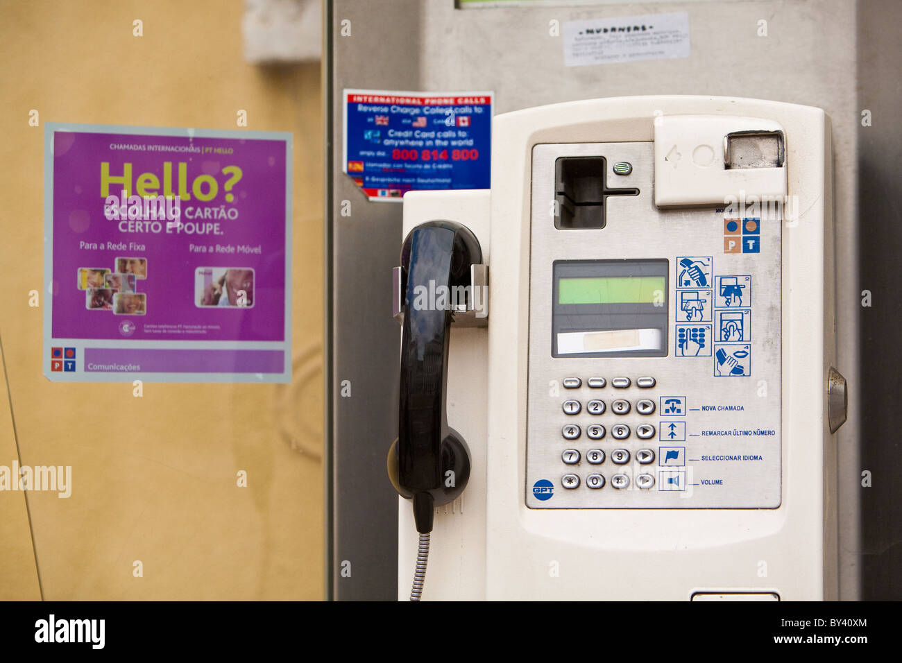 Public telephone Lisbon Portugal Stock Photo Alamy