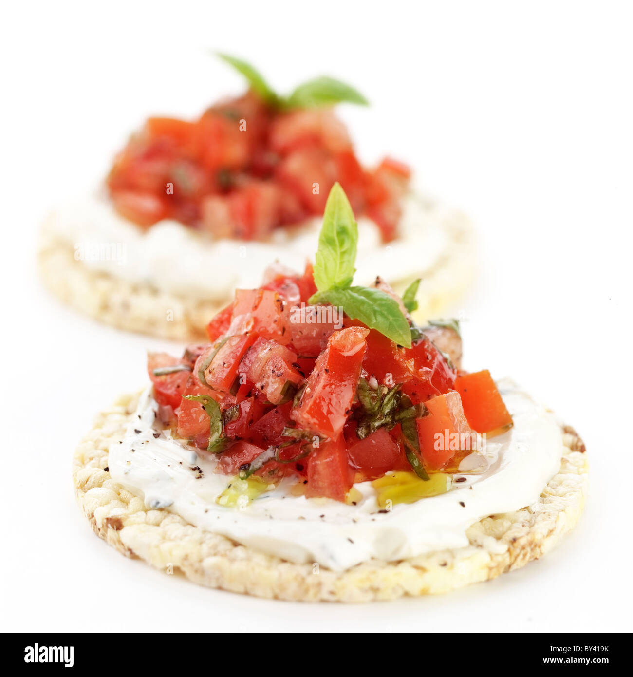 Tomato and Basil rice crackers Stock Photo Alamy