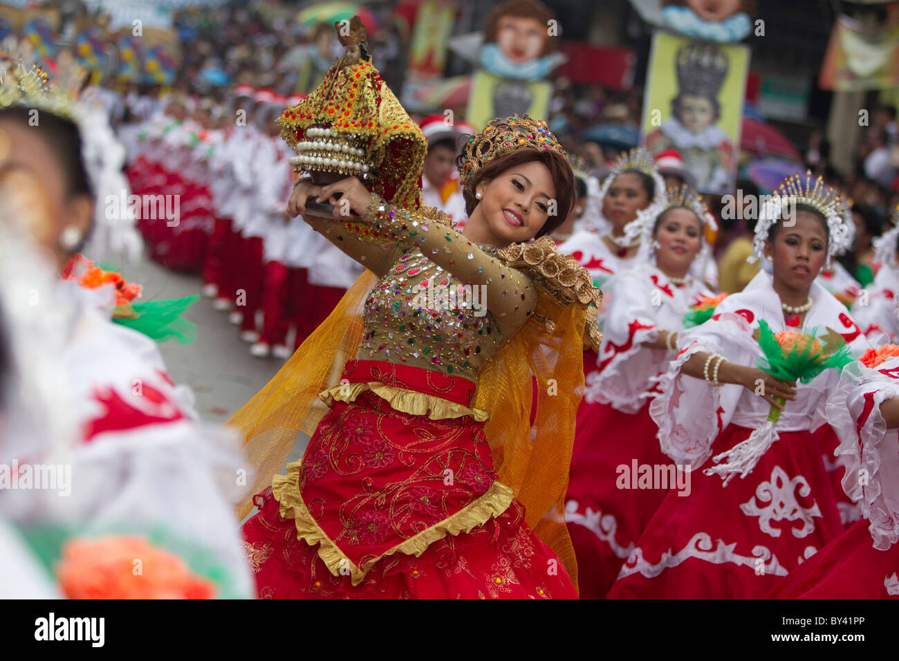 Sinulog dancers, Cebu City,Philippines Stock Photo