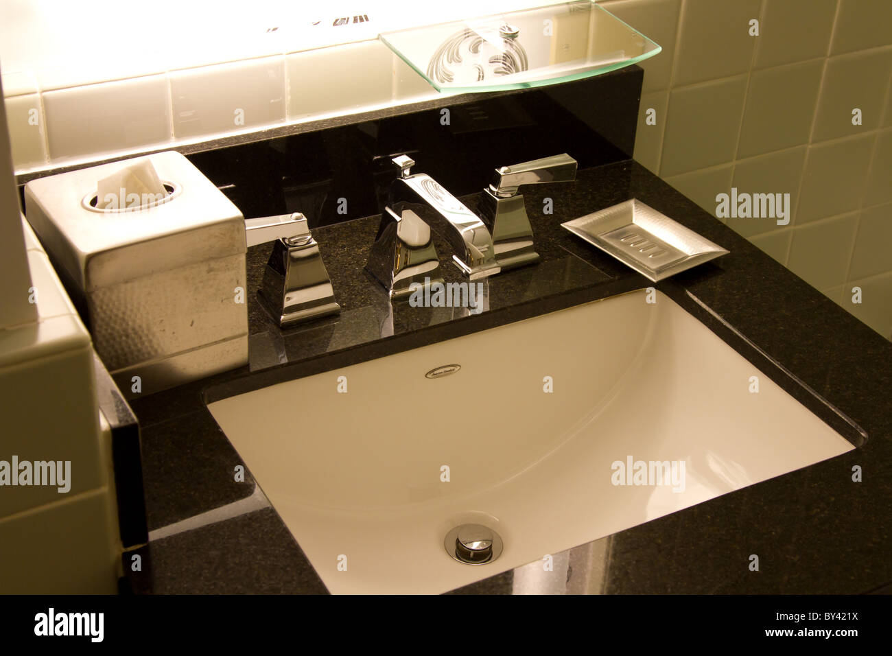 modern elegant contemporary bathroom sink facet Stock Photo