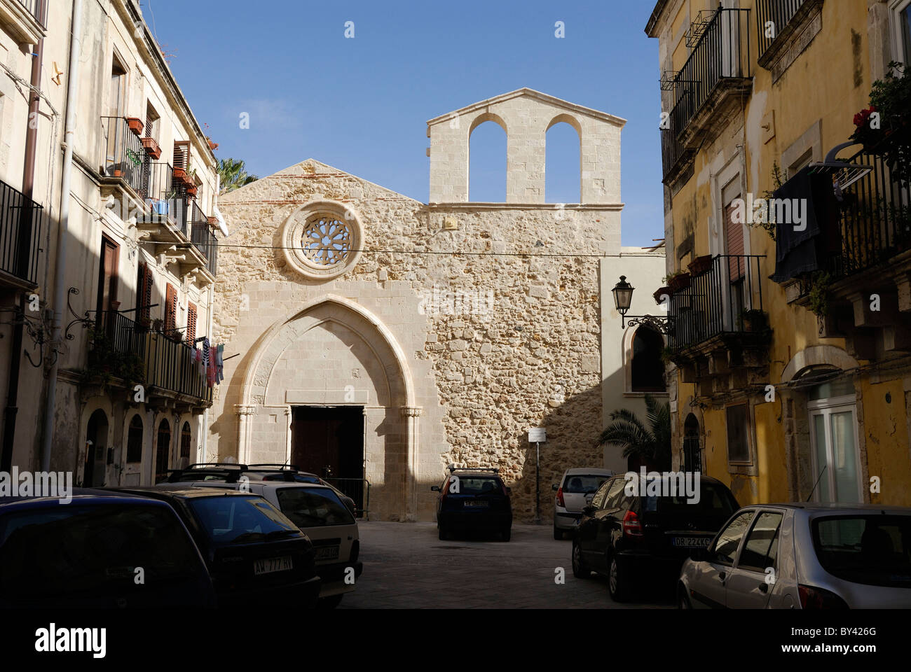 Siracusa. Sicily. Italy. Isola di Ortigia. 13th-14th C Church of San Giovanni Battista. Stock Photo