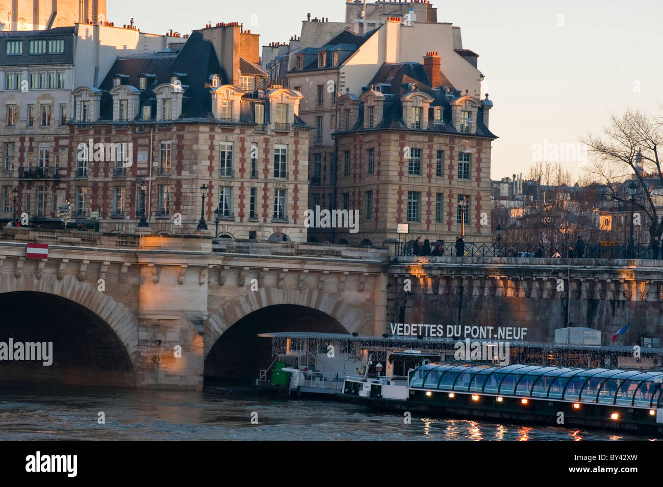Paris, France, Urban Scenes, Seine River Winter, Pont Neuf Bridge, 
