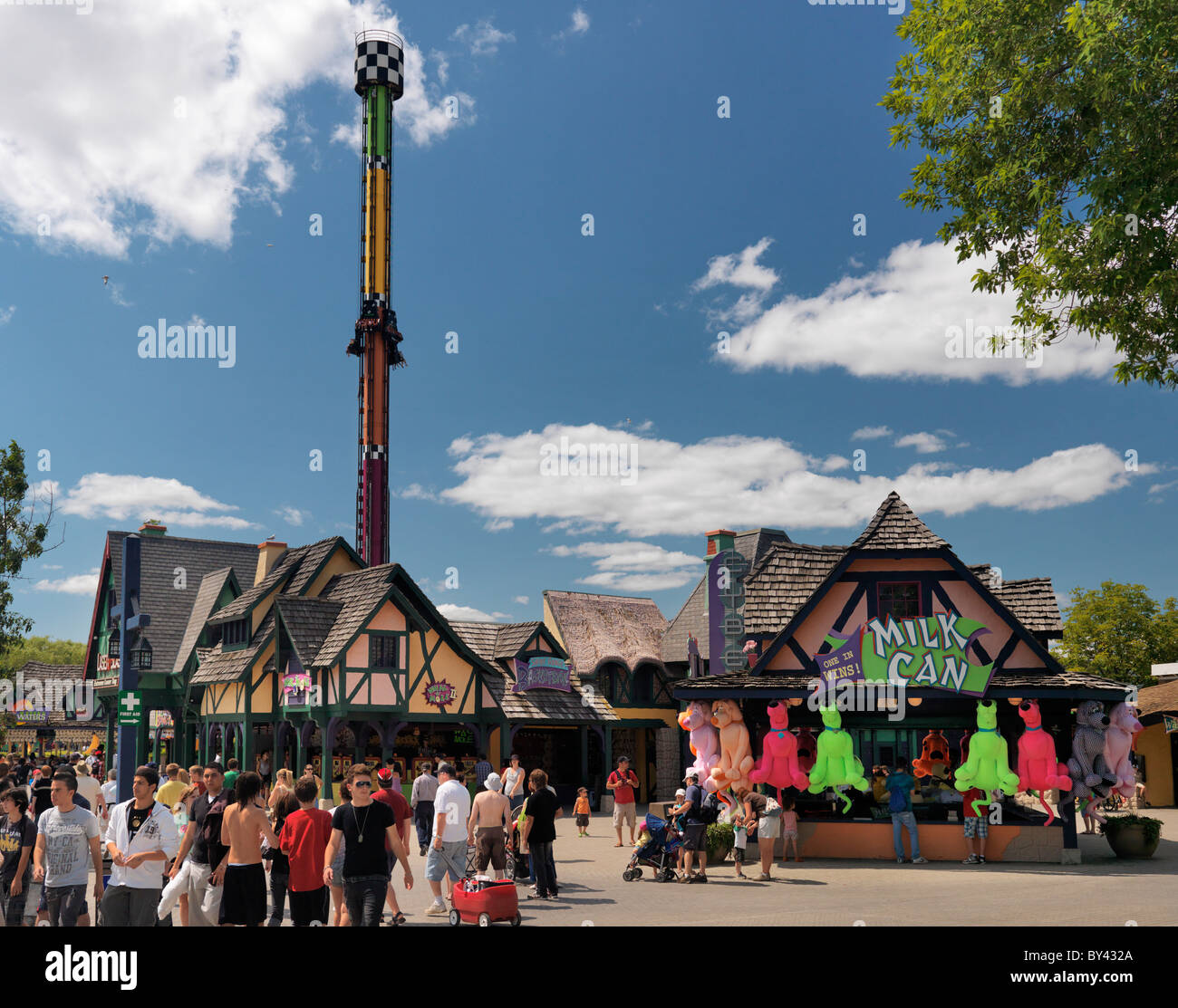 People at Canada's Wonderland amusement park. Vaughan, Ontario, Canada. Stock Photo