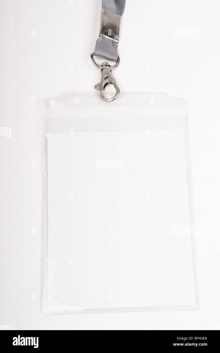 Blank ID card badge with copy space, isolated on white Stock Photo - Alamy